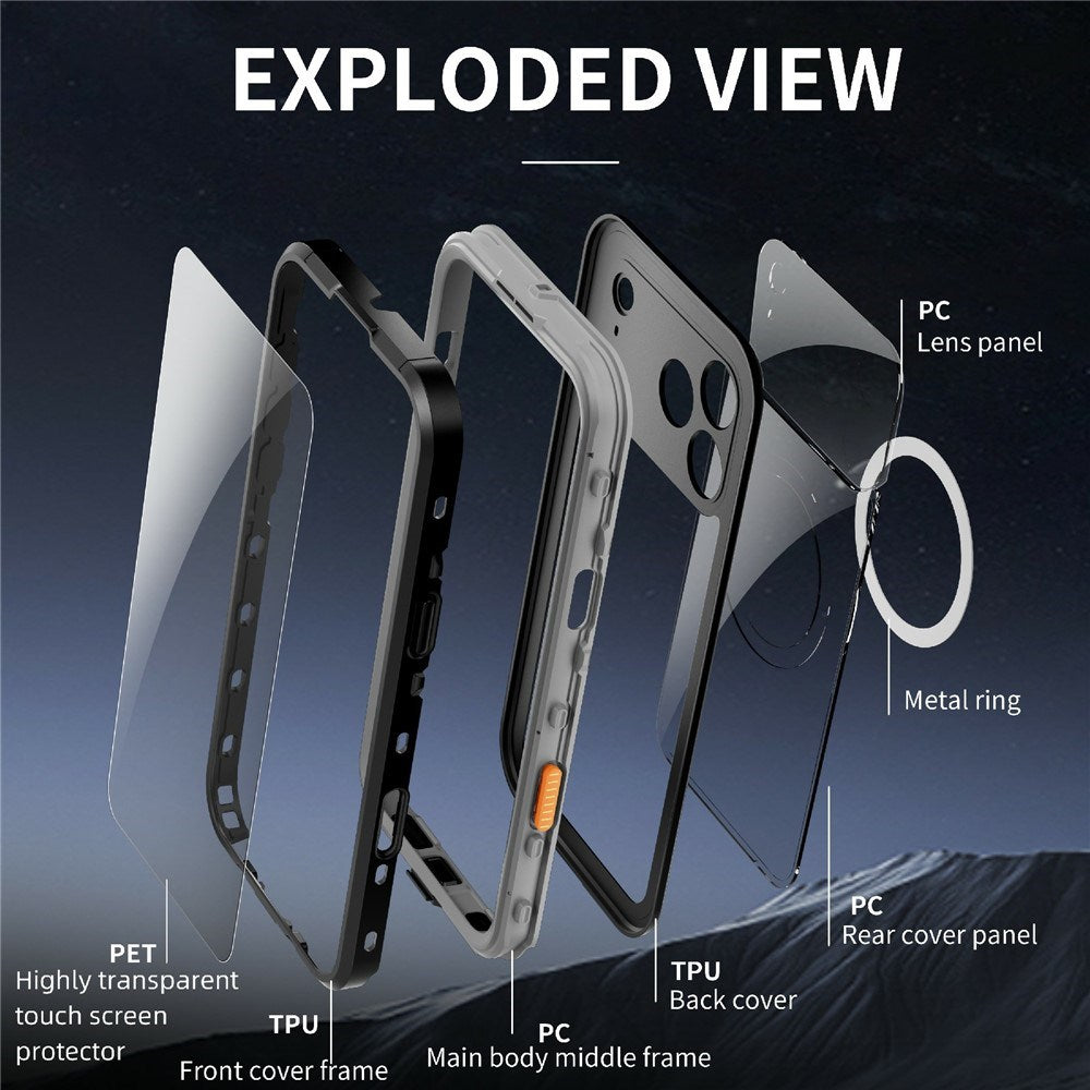 EIDERWOOD iPhone 17 Pro Max Vattentätt Hantverkar Skal m. Skärmskydd & Rem - MagSafe Kompatibel - Svart