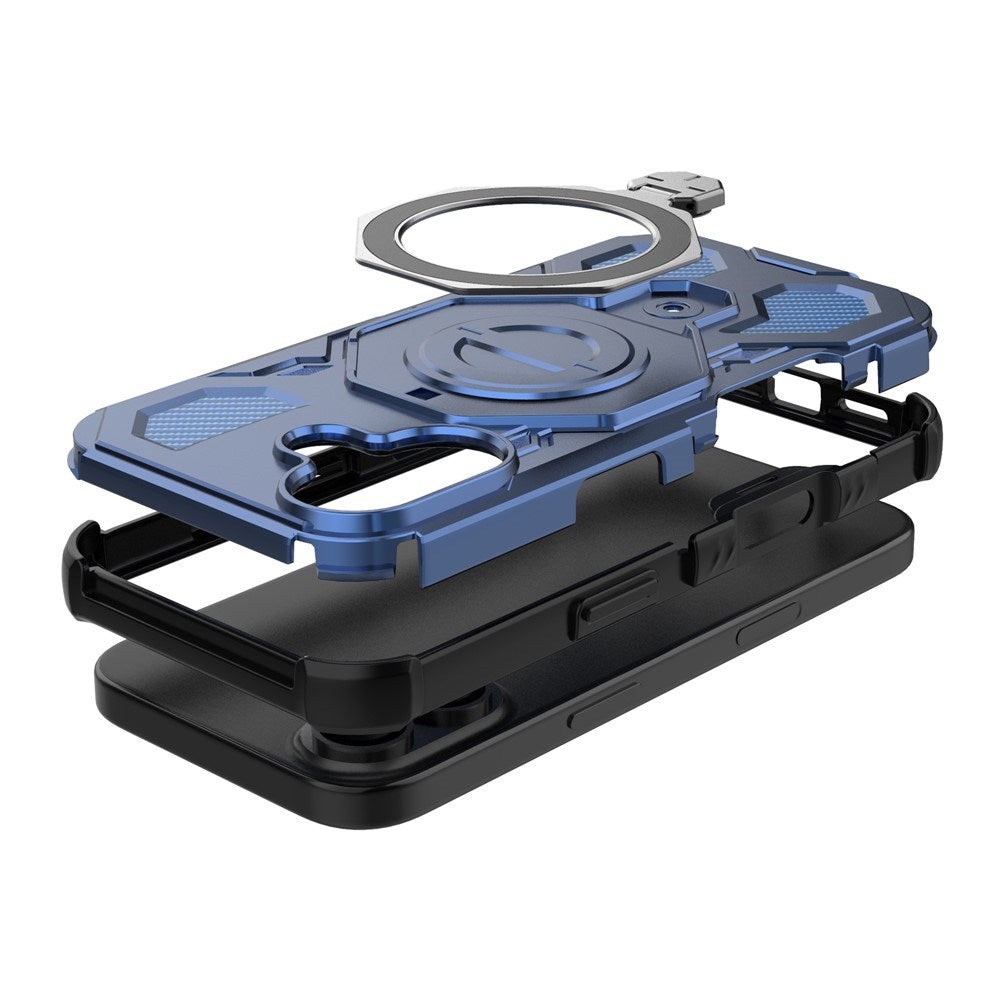 EIDERWOOD iPhone 17 Håndverkerdeksel med Magnetisk Kickstand – MagSafe Kompatibel – Blå