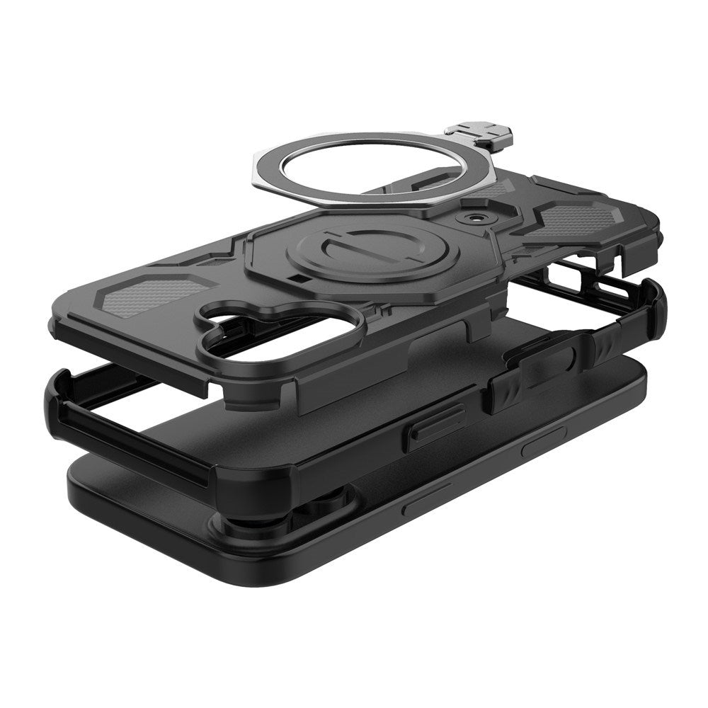 EIDERWOOD iPhone 17 Håndverkerdeksel med Magnetisk Kickstand – MagSafe Kompatibel – Svart