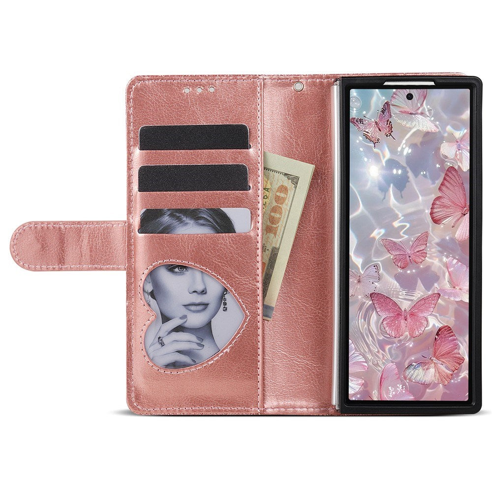 EIDERWOOD Samsung Galaxy Z Fold7 Glitter Fodral m. Plånbok & Rem - Roséguld