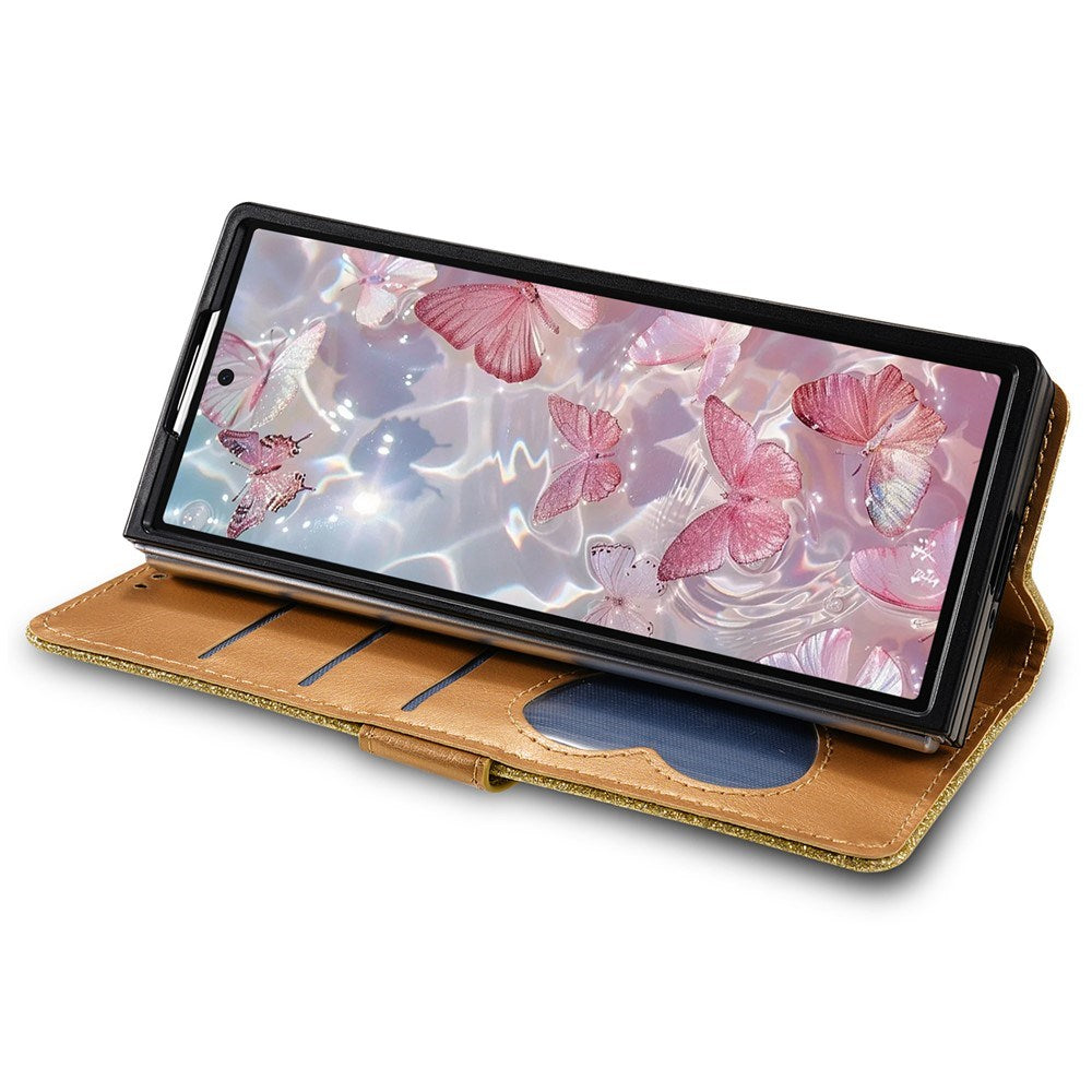 EIDERWOOD Samsung Galaxy Z Fold7 Glitter Fodral m. Plånbok & Rem - Guld