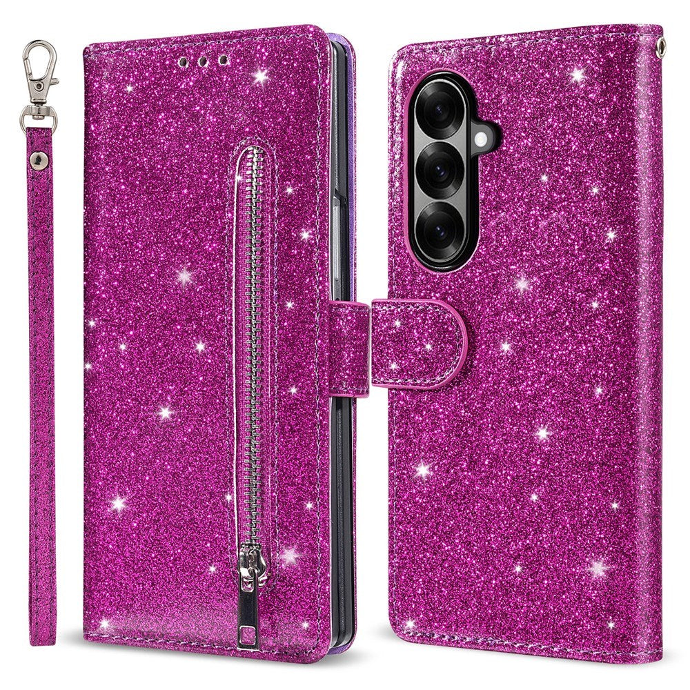 EIDERWOOD Samsung Galaxy Z Fold7 Glitter Fodral m. Plånbok & Rem - Lila