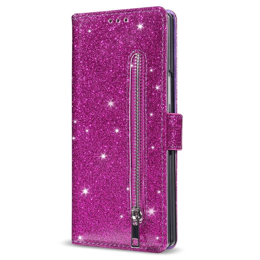 EIDERWOOD Samsung Galaxy Z Fold7 Glitter Fodral m. Plånbok & Rem - Lila