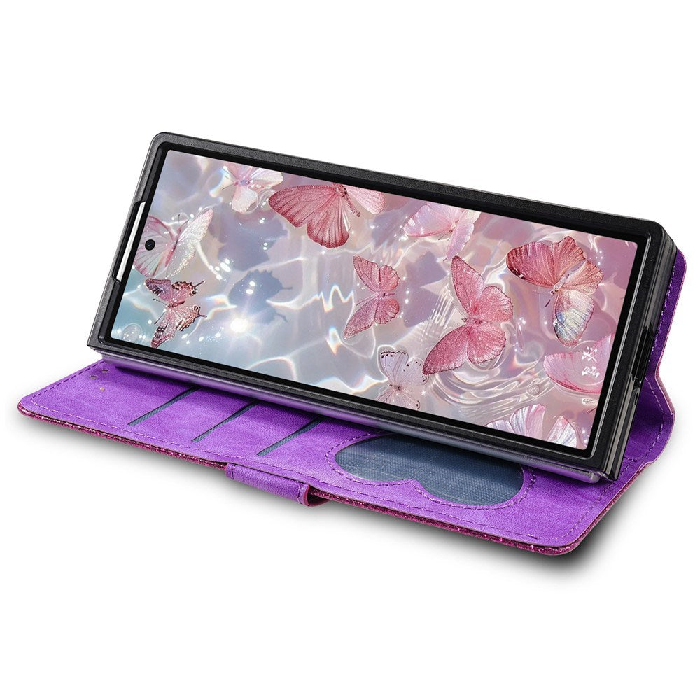 EIDERWOOD Samsung Galaxy Z Fold7 Glitter Fodral m. Plånbok & Rem - Lila
