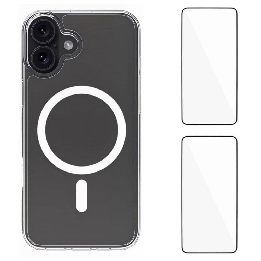 iPhone 17 Hybrid Skal inkl. 2 x Skärmskydd - MagSafe Kompatibel - Genomskinlig / Vit