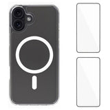 iPhone 17 Hybrid Skal inkl. 2 x Skärmskydd - MagSafe Kompatibel - Genomskinlig / Vit