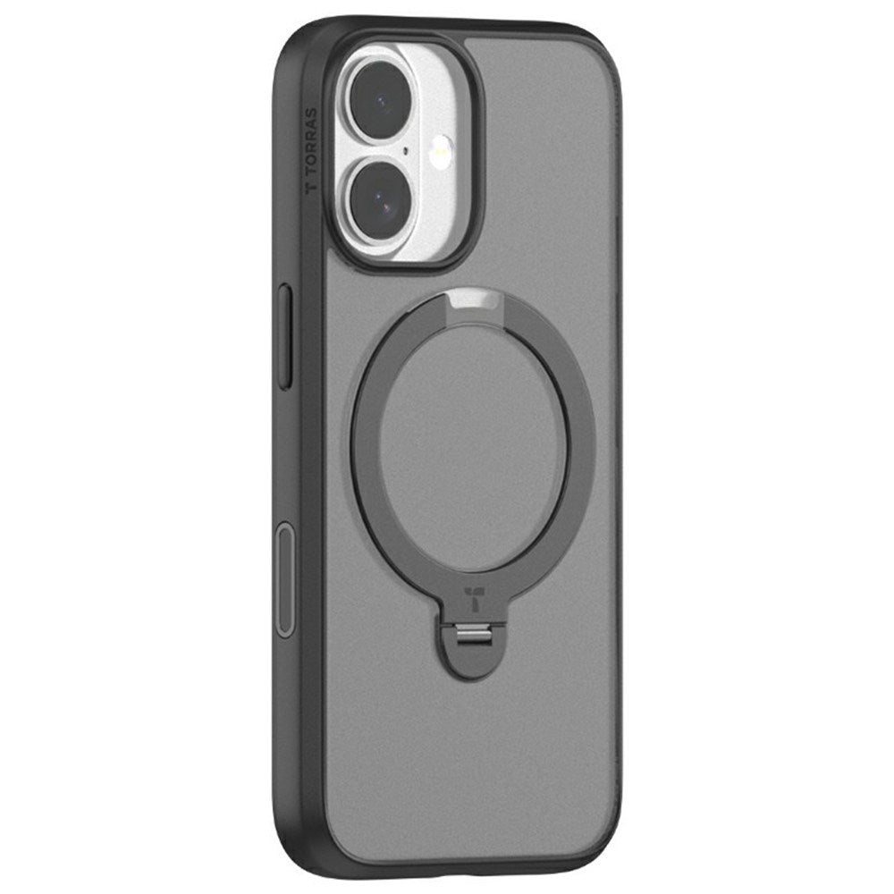 TORRAS iPhone 17 Ostand Spin Hybrid Skal m. Roterande Kickstand - MagSafe Kompatibel - Svart