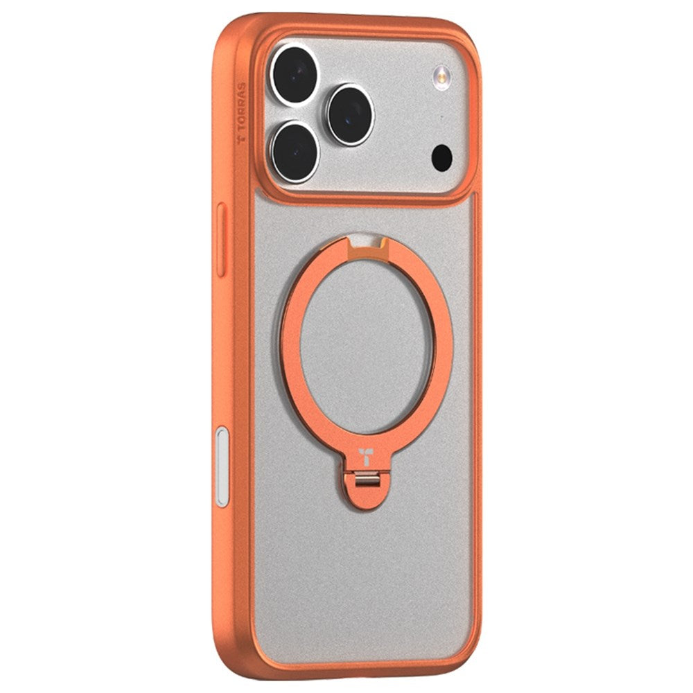 TORRAS iPhone 17 Pro Max Ostand Spin Hybrid Skal m. Roterande Kickstand - MagSafe Kompatibel - Orange