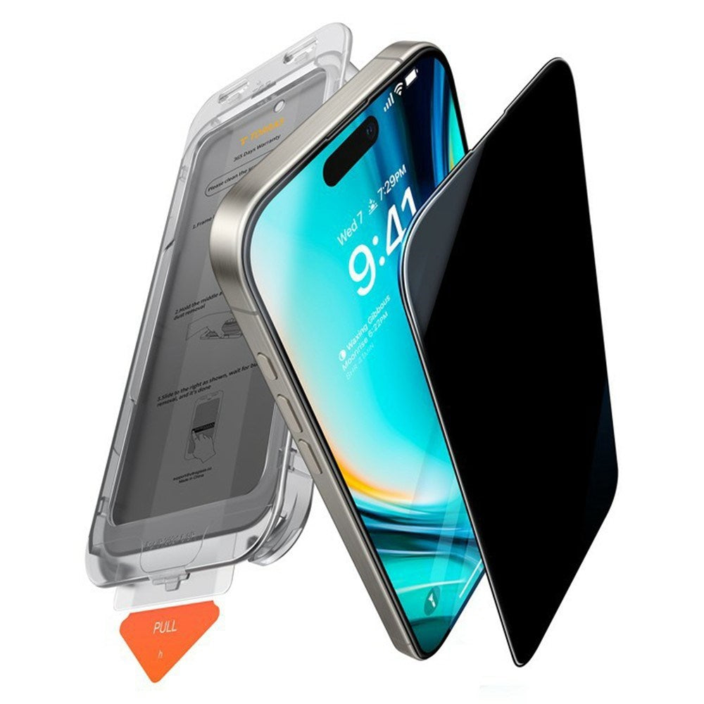 TORRAS iPhone 18 Pro Install Master Skärmskyddsglas - Privacy Funktion - Genomskinlig
