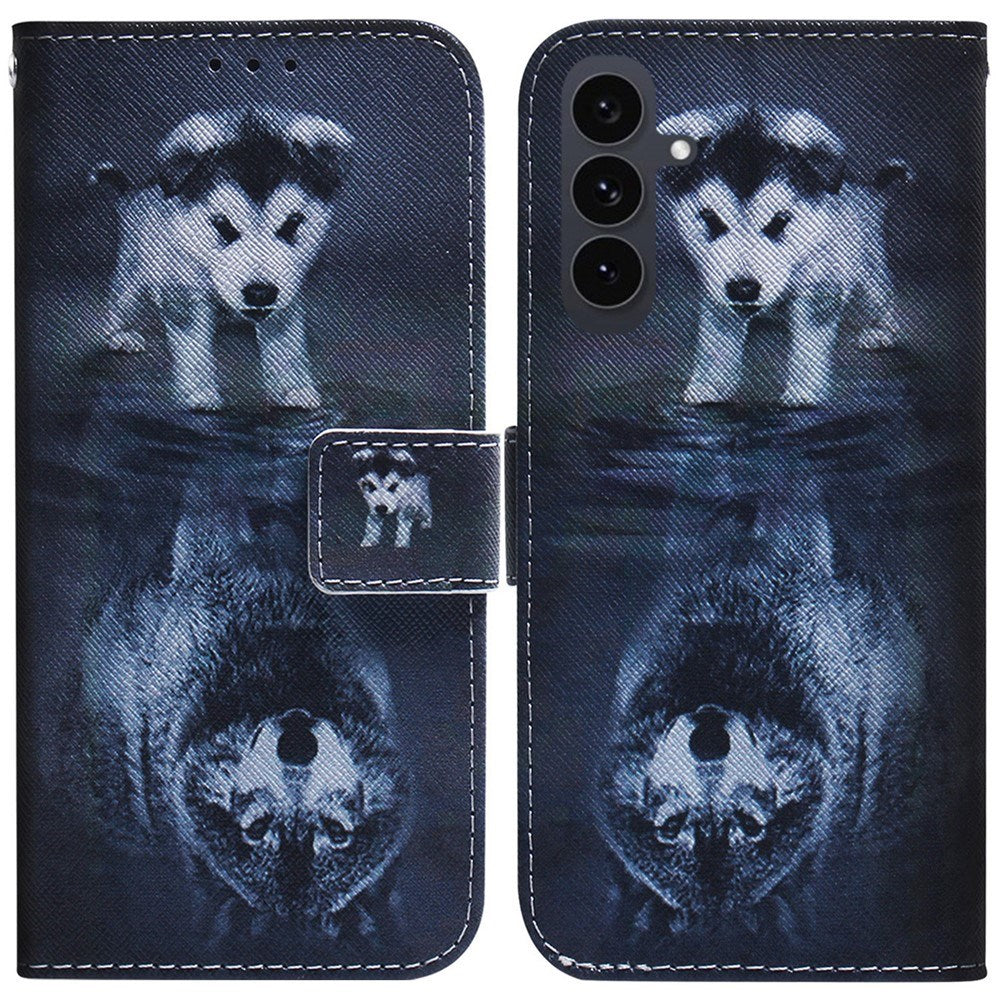 EIDERWOOD Samsung Galaxy S25 FE Konstläder Flip Fodral m. Motiv - Hund / Varg