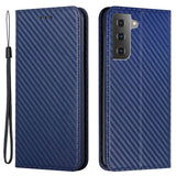 Samsung Galaxy S23 Carbon Plånboksfodral med Stativfunktion - Imitationsläder - Blå