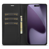 iPhone 18 Pro Max / 17 Pro Max LC.IMEEKE Konstläder Fodral med Kolfiber - Svart / Röd Vertikal Stripe