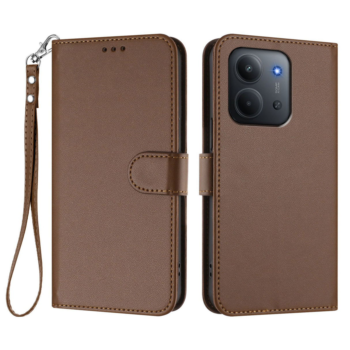Xiaomi Redmi 15C (5G) / (4G) EIDERWOOD Fodral med Korthållare & Stativfunktion - Brun