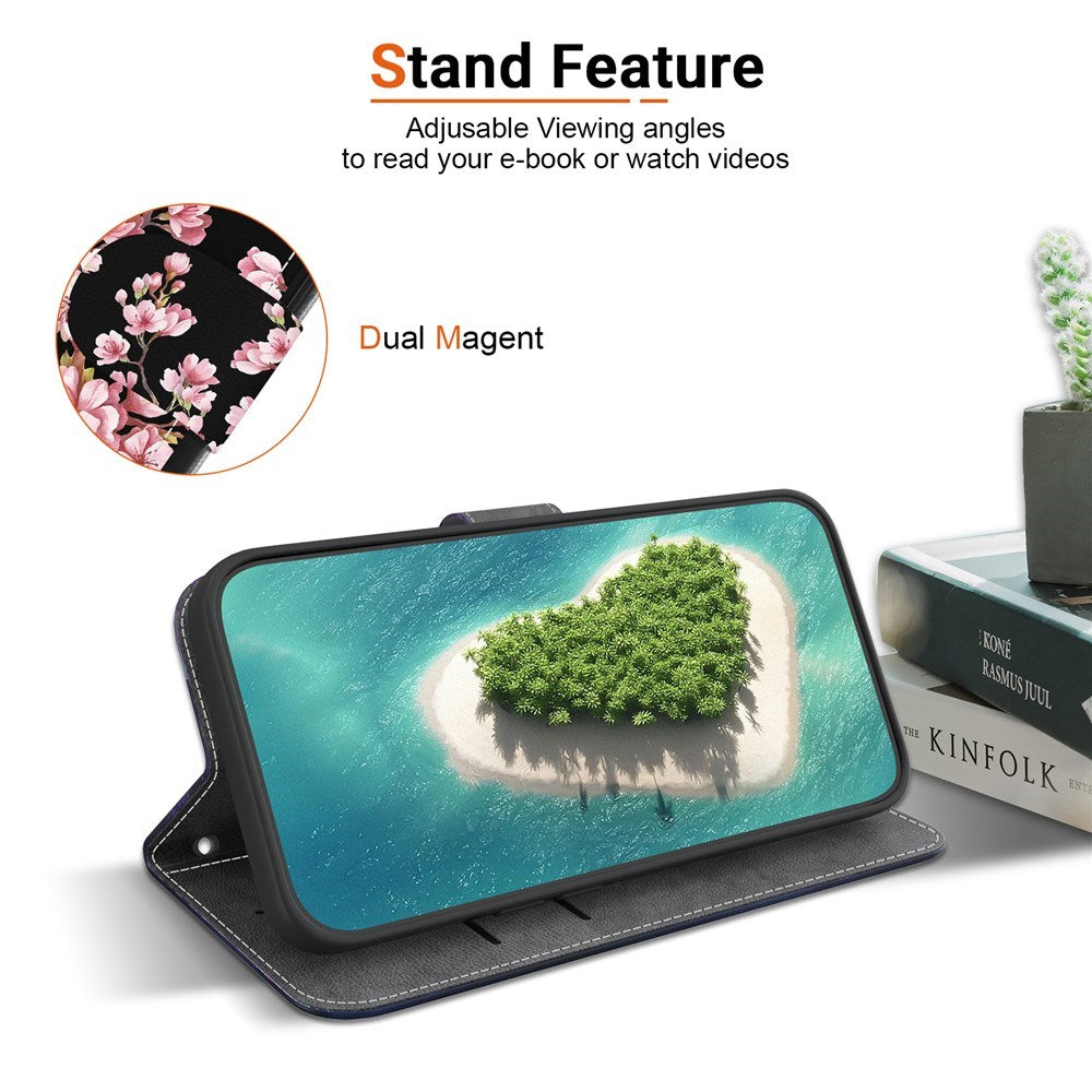 EIDERWOOD OnePlus Nord 5 Konstläder Fodral med Korthållare & Rem - Plommonträd med Blommor