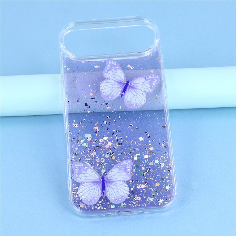 EIDERWOOD iPhone Air Flexibelt Plast Skal med Fjärilar - Genomskinlig / Lila