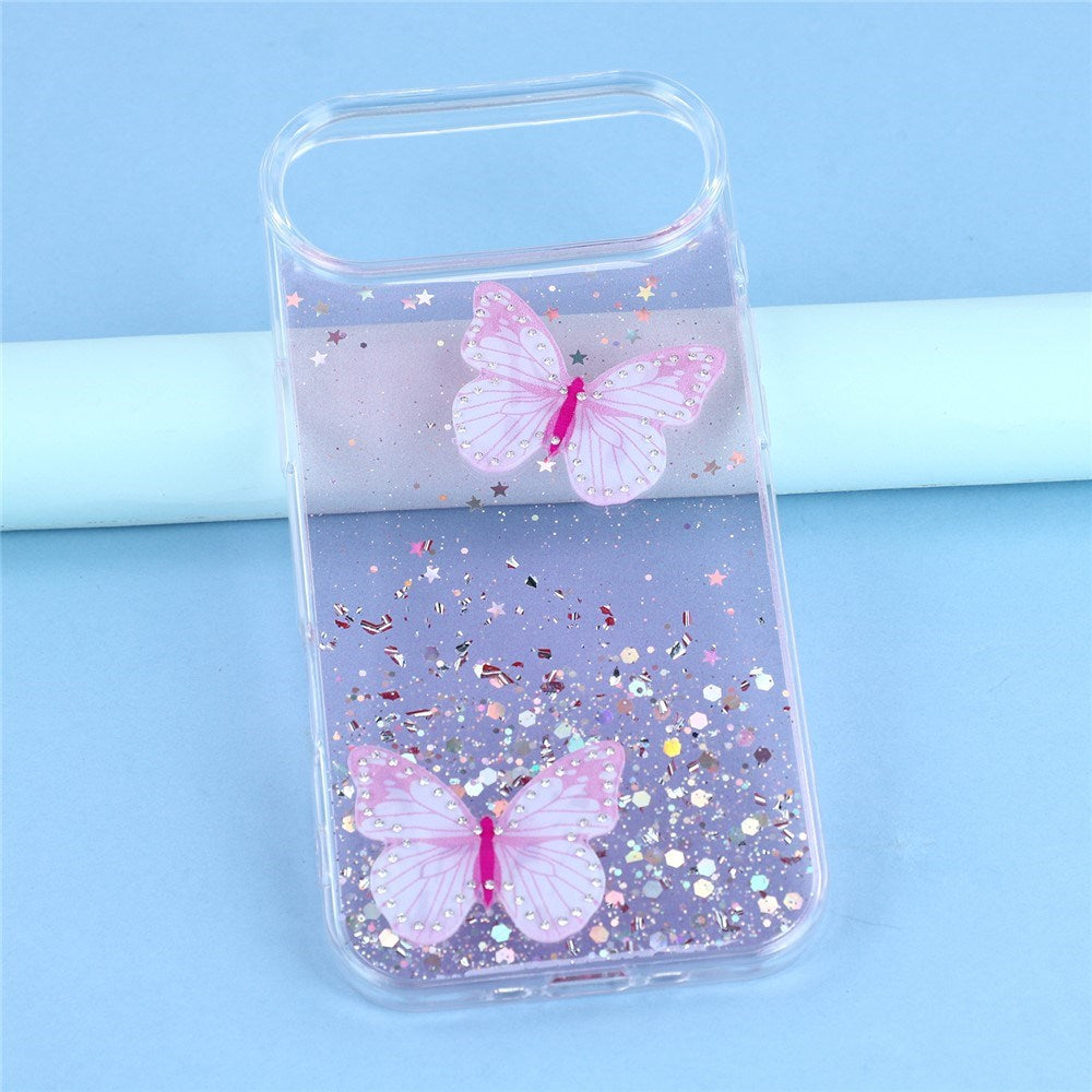 EIDERWOOD iPhone Air Flexibelt Plast Skal med Fjärilar - Genomskinlig / Rosa