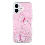 EIDERWOOD iPhone 17 Flexibelt Plast Skal med Fjärilar - Genomskinlig / Rosa
