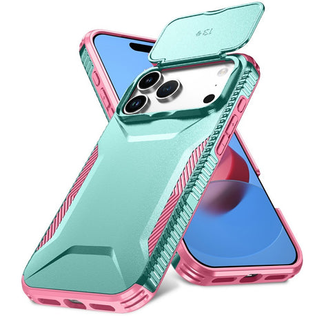 iPhone 18 Pro Max / 17 Pro Max EIDERWOOD Hybrid Plast Skal m. Cam Slider - Turkos / Rosa