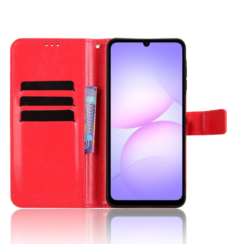 EIDERWOOD Samsung Galaxy A07 Konstläder Flip Fodral m. Rem - Röd