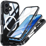iPhone 17 Hybrid Plast Skal m. Inbyggt Skärmskydd - MagSafe Kompatibel - Transparent / Svart
