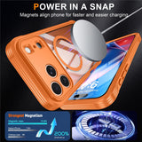 iPhone 18 Pro / 17 Pro Hybrid Plast Skal m. Inbyggt Skärmskydd - MagSafe Kompatibel - Transparent / Orange