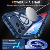 iPhone 18 Pro / 17 Pro Hybrid Plast Skal m. Inbyggt Skärmskydd - MagSafe Kompatibel - Transparent / Blå