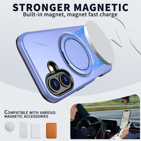 EIDERWOOD iPhone 17 Skal med Roterande Kickstand - MagSafe Kompatibel - Lila