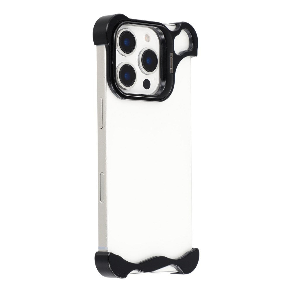 iPhone 16 Pro Tvådelat Metall Bumper Skal m. Stödfunktion & Linsskydd - Svart