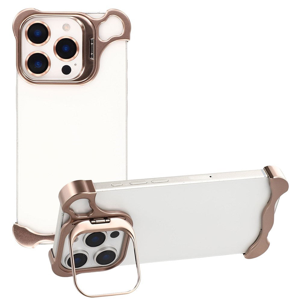 iPhone 16 Pro Tvådelat Metall Bumper Skal m. Stödfunktion & Linsskydd - Guld