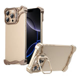 iPhone 16 Pro Tvådelat Metall Bumper Skal m. Stödfunktion & Linsskydd - Guld