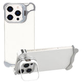 iPhone 16 Pro Tvådelat Metall Bumper Skal m. Stödfunktion & Linsskydd - Silver