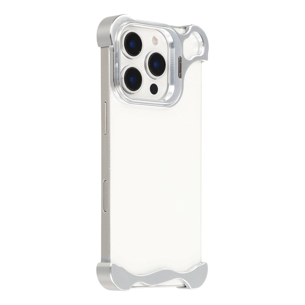 iPhone 16 Pro Tvådelat Metall Bumper Skal m. Stödfunktion & Linsskydd - Silver