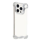 iPhone 16 Pro Tvådelat Metall Bumper Skal m. Stödfunktion & Linsskydd - Silver