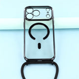 EIDERWOOD iPhone 17 Pro Max Flexibelt Plast Skal med Justerbar Rem - MagSafe Kompatibel - Genomskinlig / Svart