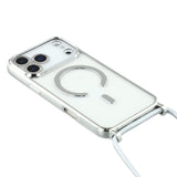 EIDERWOOD iPhone 17 Pro Flexibelt Plast Skal med Justerbar Rem - MagSafe Kompatibel - Genomskinlig / Silver