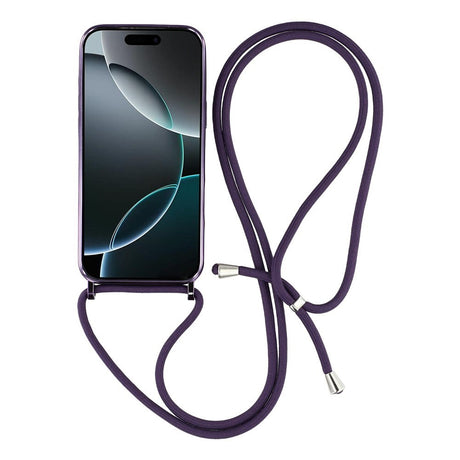 EIDERWOOD iPhone 17 Pro Flexibelt Plast Skal med Justerbar Rem - MagSafe Kompatibel - Genomskinlig / Lila