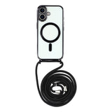 EIDERWOOD iPhone 17 Flexibelt Plast Skal med Justerbar Rem - MagSafe Kompatibel - Genomskinlig / Svart