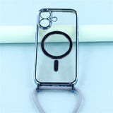 EIDERWOOD iPhone 17 Flexibelt Plast Skal med Justerbar Rem - MagSafe Kompatibel - Genomskinlig / Blå