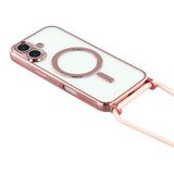 EIDERWOOD iPhone 17 Flexibelt Plast Skal med Justerbar Rem - MagSafe Kompatibel - Genomskinlig / Rosa
