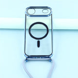 EIDERWOOD iPhone Air Flexibelt Plast Skal med Justerbar Rem - MagSafe Kompatibel - Genomskinlig / Blå