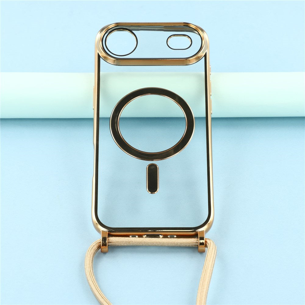 EIDERWOOD iPhone Air Flexibelt Plast Skal med Justerbar Rem - MagSafe Kompatibel - Genomskinlig / Guld