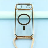 EIDERWOOD iPhone Air Flexibelt Plast Skal med Justerbar Rem - MagSafe Kompatibel - Genomskinlig / Guld