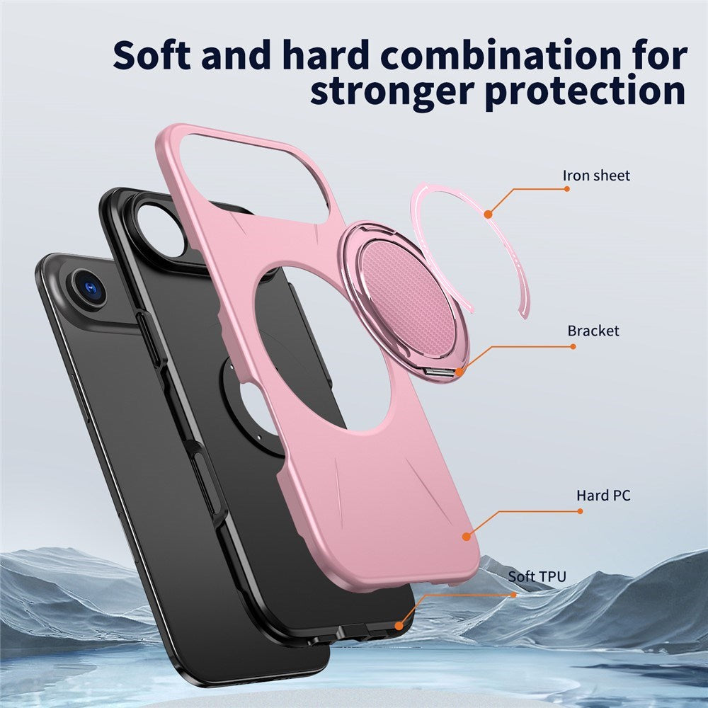 EIDERWOOD iPhone Air Skal med Roterande Kickstand - MagSafe Kompatibel - Rosa