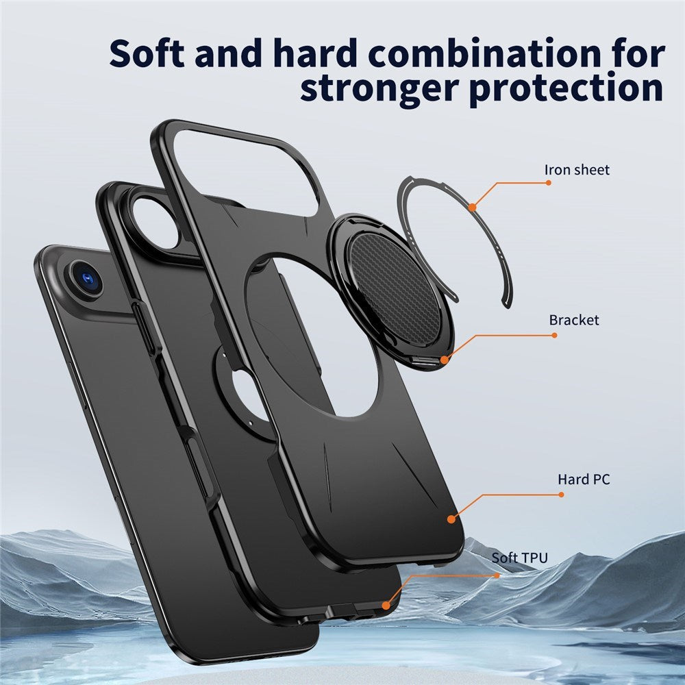 EIDERWOOD iPhone Air Skal med Roterande Kickstand - MagSafe Kompatibel - Svart