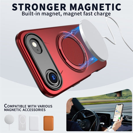 EIDERWOOD iPhone Air Skal med Roterande Kickstand - MagSafe Kompatibel - Röd