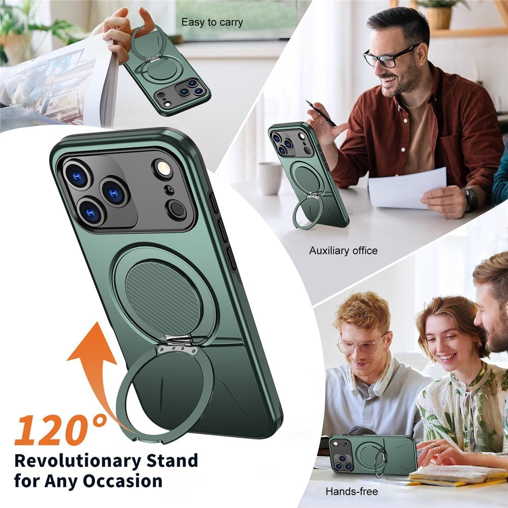 EIDERWOOD iPhone 17 Pro Max Skal med Roterande Kickstand - MagSafe Kompatibel - Grön