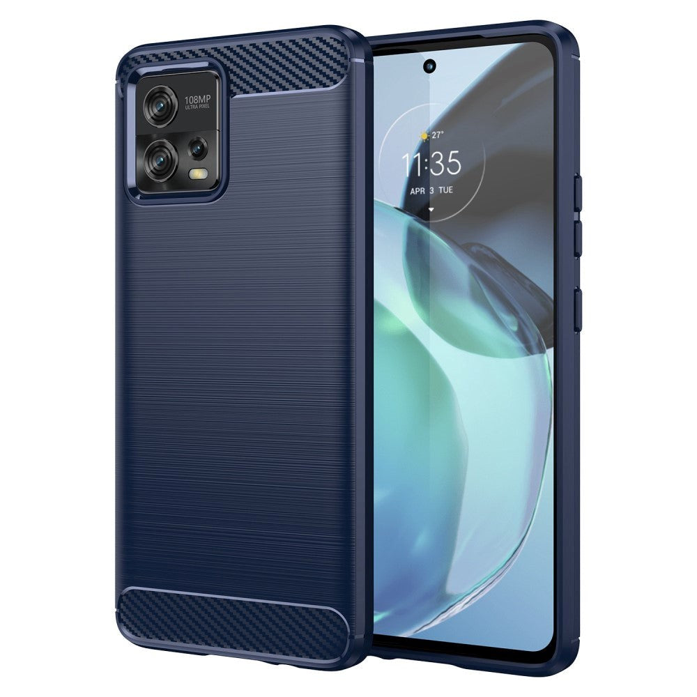 Motorola G72 Brushed Carbon Skal - Blå