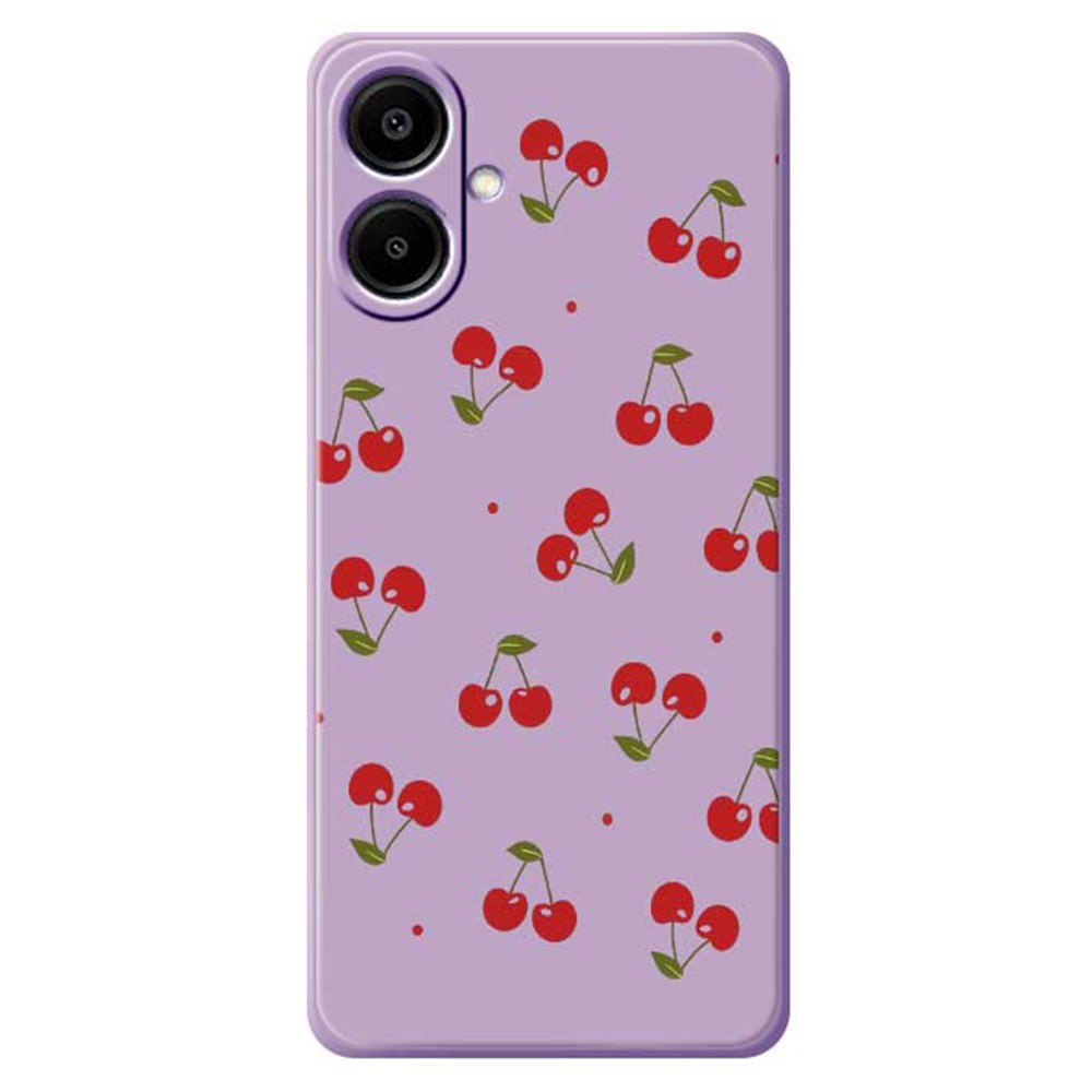 Samsung Galaxy A07 EIDERWOOD Flexibelt Plast Skal med Körsbärstryck - Lila
