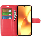 Realme 15 EIDERWOOD Konstläder Fodral med Korthållare & Ställfunktion - Röd