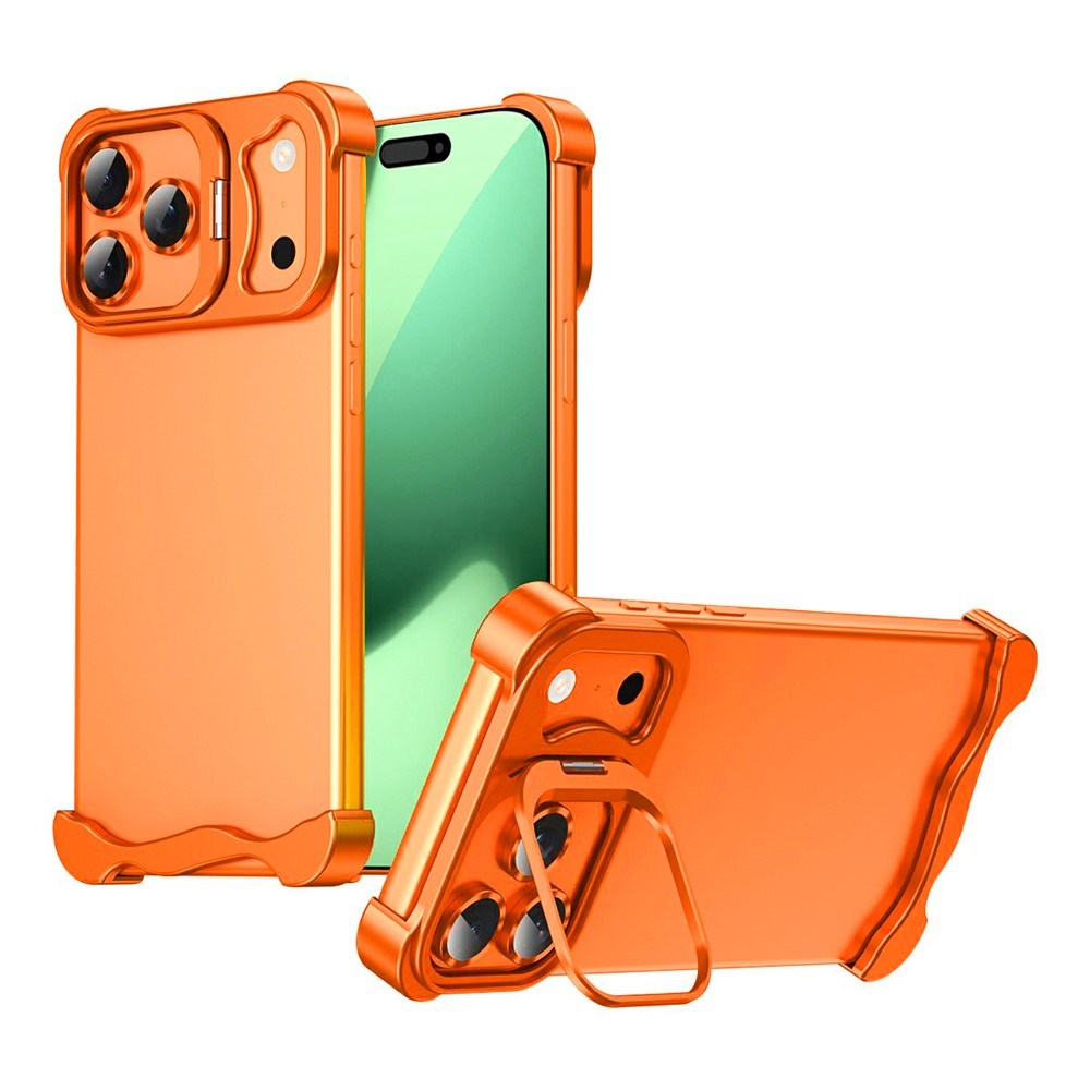 iPhone 17 Pro Tvådelat Metall Bumper Skal m. Stödfunktion & Linsskydd - Orange
